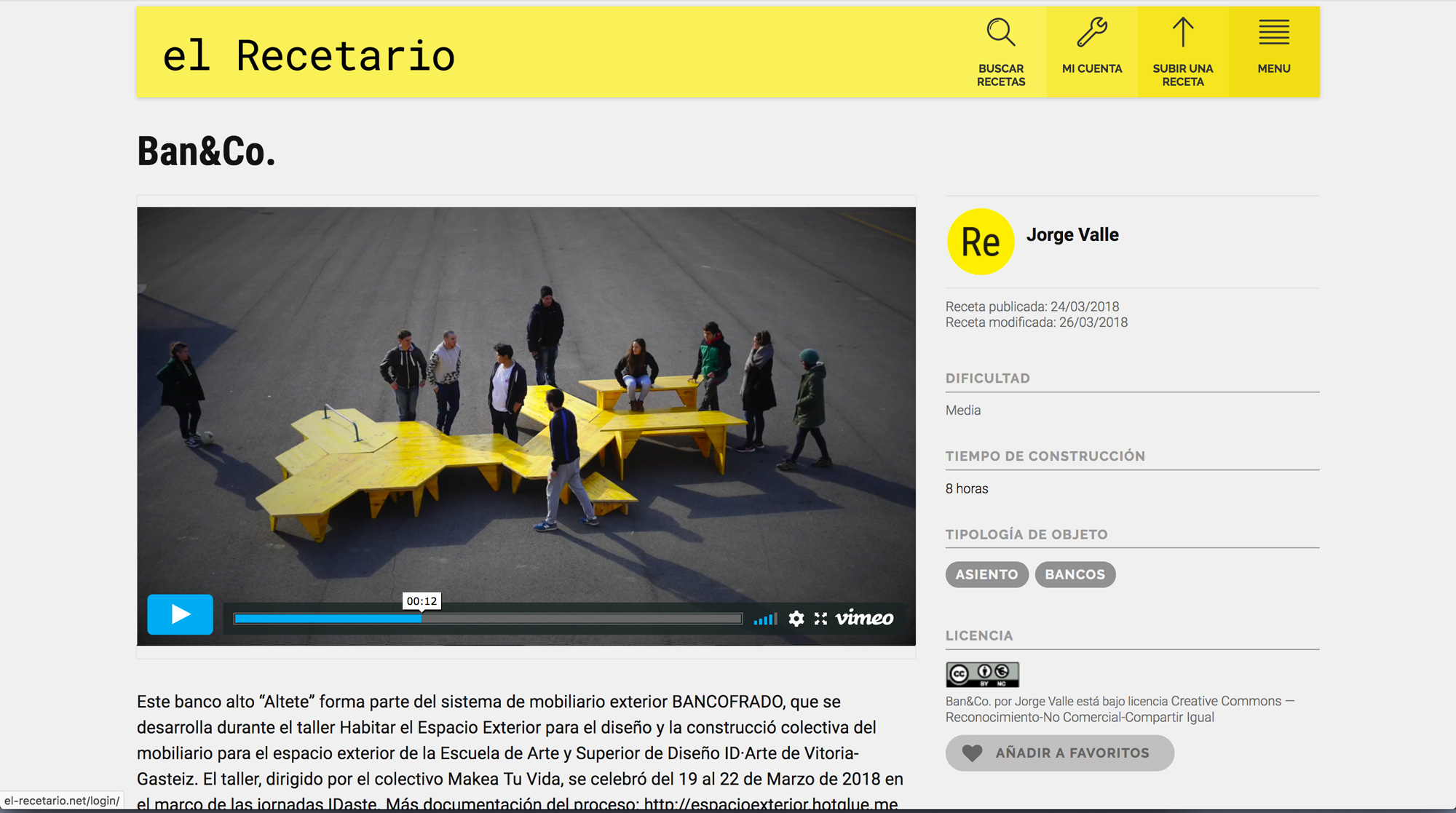 el-Recetario.net / Plataforma colaborativa de investigación y aprendizaje en en el ámbito del Diseño abierto, la Reutilización y la Autoconstrucción el-Recetario.net / Plataforma colaborativa de investigación y aprendizaje en en el ámbito del Diseño abierto, la Reutilización y la Autoconstrucción